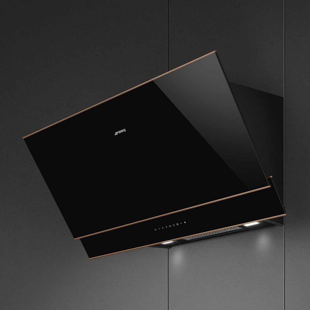 Exaustor de Parede Smeg Dolce Stil Novo KV694R de 90 cm e de 4 Velocidades - Preto com Perfis Cobre Preto / Cobre-2