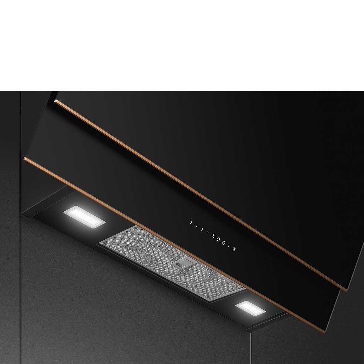 Exaustor de Parede Smeg Dolce Stil Novo KV694R de 90 cm e de 4 Velocidades - Preto com Perfis Cobre Preto / Cobre-3