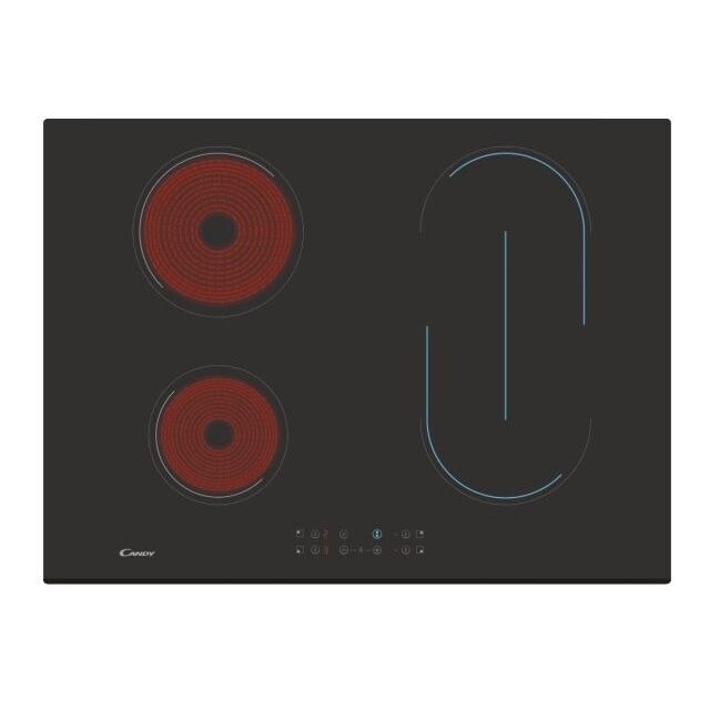 Placa de Vitrocerâmica Candy Idea CH74 BVT com 4 Zonas e de 70 cm - Preto Preto-2