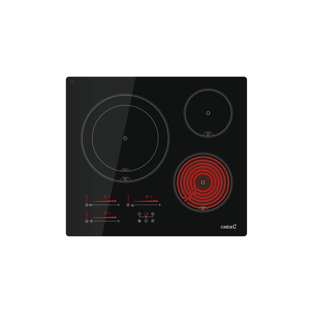 Placa de Vitrocerâmica Cata TDM 6003 com 3 Zonas Preto-1