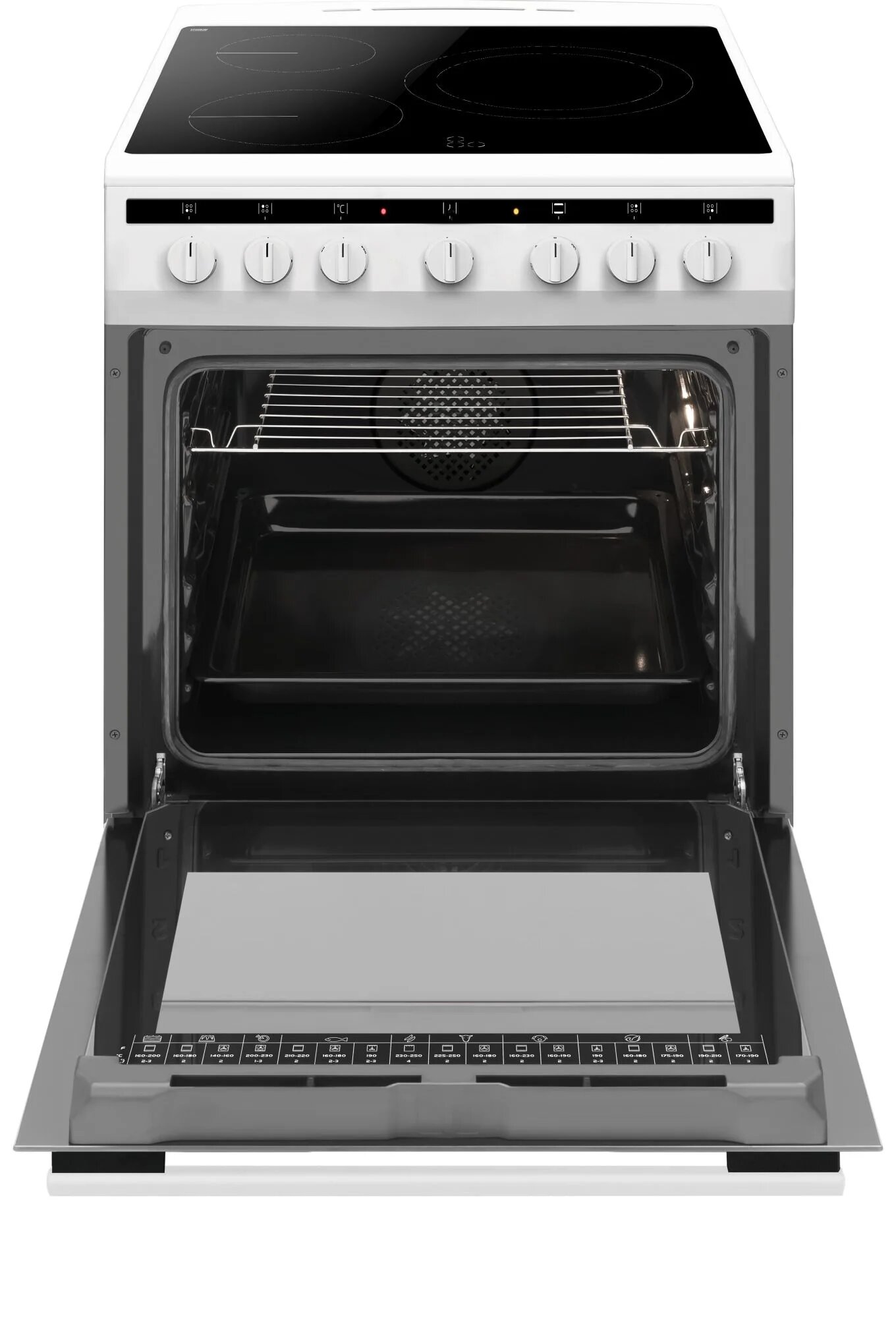 Fogão Elétrico com Placa de Vitrocerâmica Fagor 3CLV-600BB e Forno Elétrico Comfort Branco-3