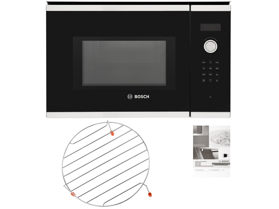 Micro-ondas Encastrável com Grill Bosch Série 6 BEL554MS0 Hidrolítico de 900 W e Capacidade para 25 Litros - Inox Vidro preto/inox-2