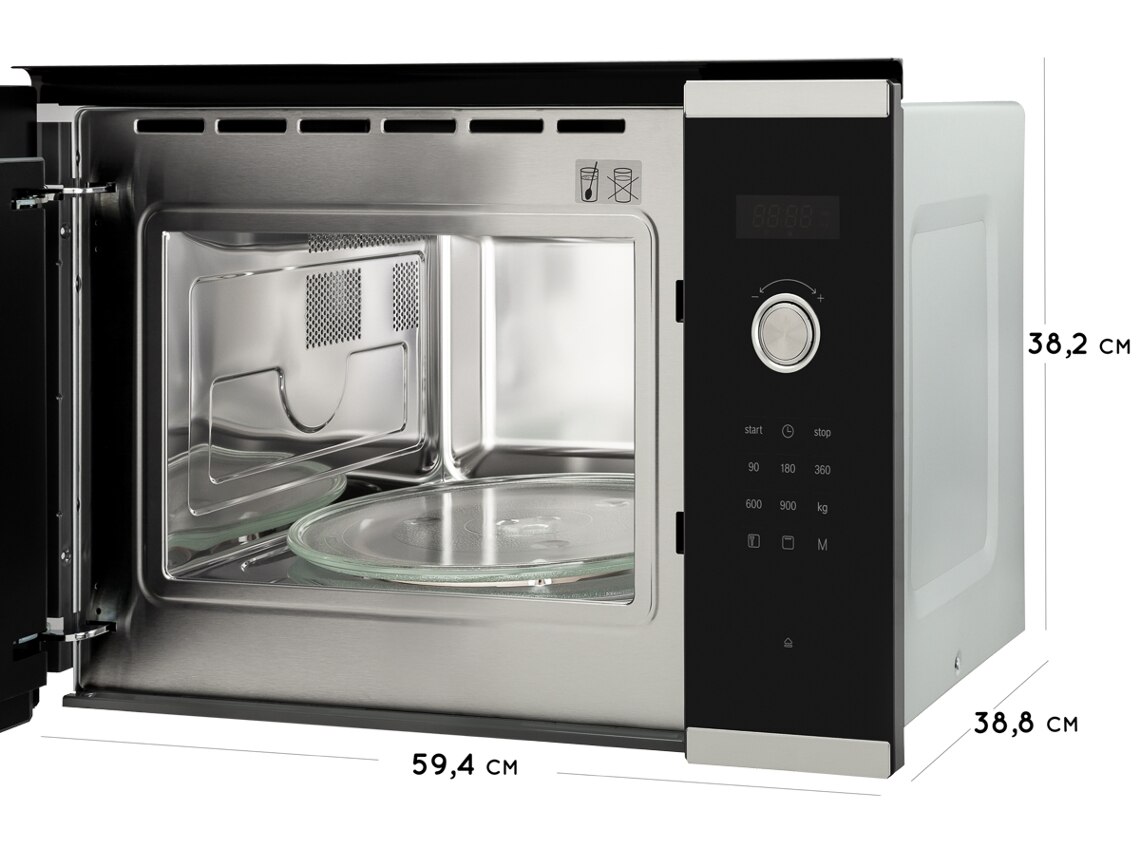 Micro-ondas Encastrável com Grill Bosch Série 6 BEL554MS0 Hidrolítico de 900 W e Capacidade para 25 Litros - Inox Vidro preto/inox-5