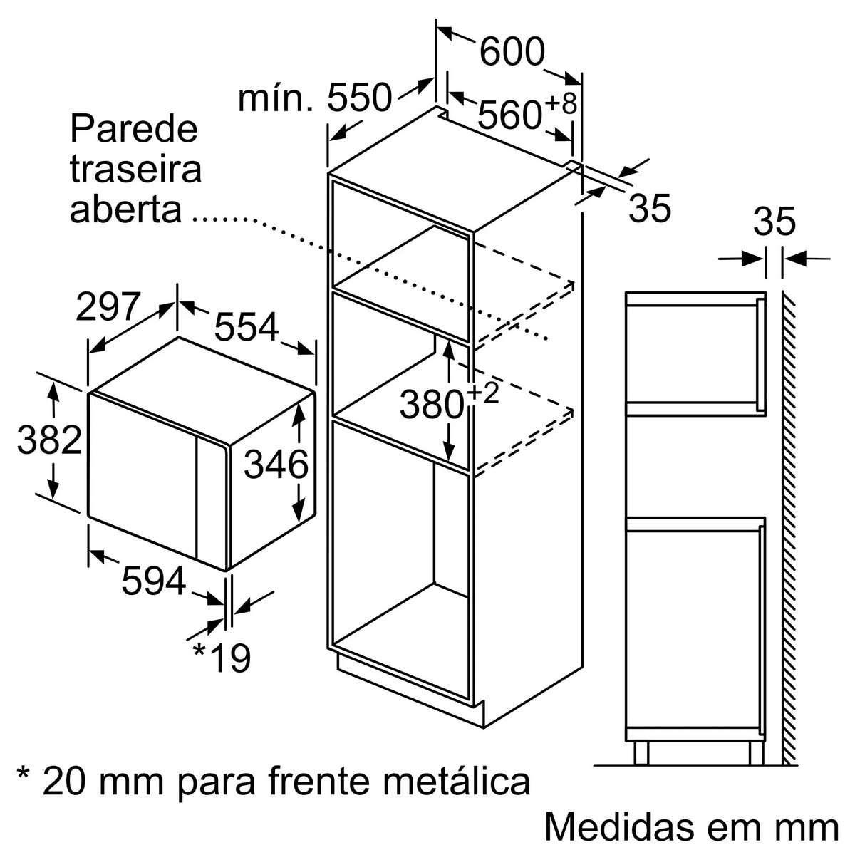 Micro-ondas Encastrável Bosch Série 6 de 800 W e Capacidade de 20 Litros Preto-8