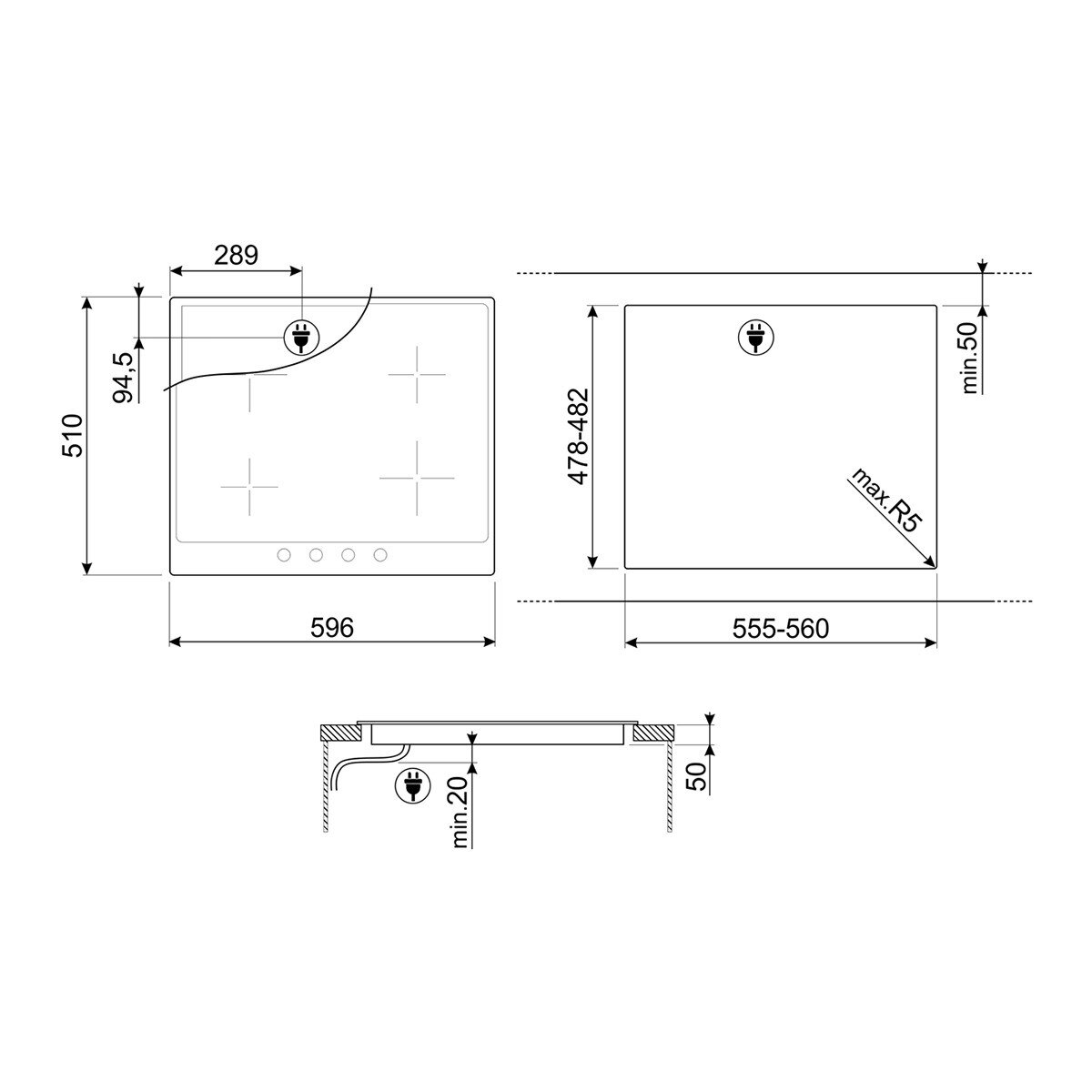Placa de Indução Smeg Victoria SI964XM de 4 Zonas e de 60 cm - Aço Inox Aço inoxidável-2