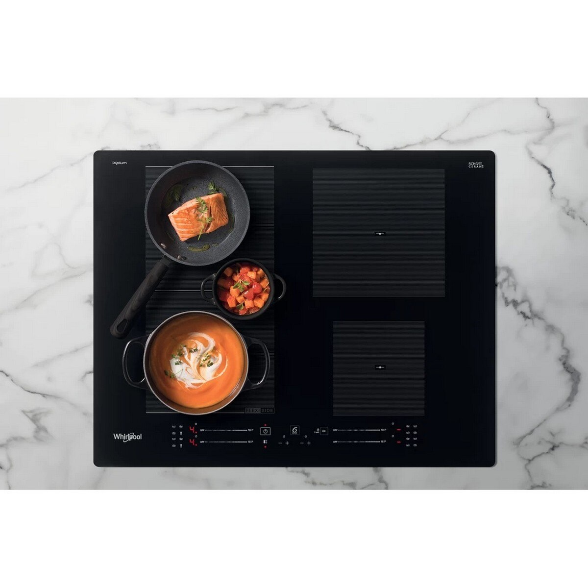 Placa de Indução e Vitrocerâmica Whirlpool FlexiCook WF S9365 BF/IXL de 4 Zonas - Preto Preto-6