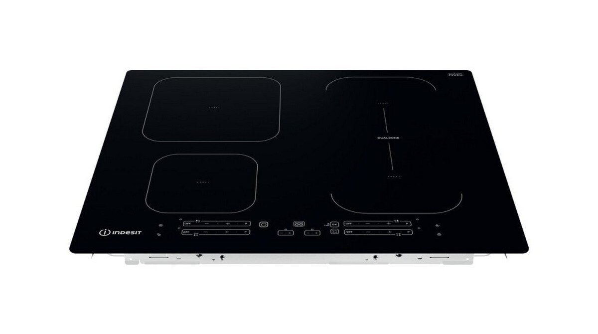 Placa de Indução Indesit DualZone IB 65B60 NE de 4 Zonas e de 59 cm - Vidro Cerâmico Preto Preto-2