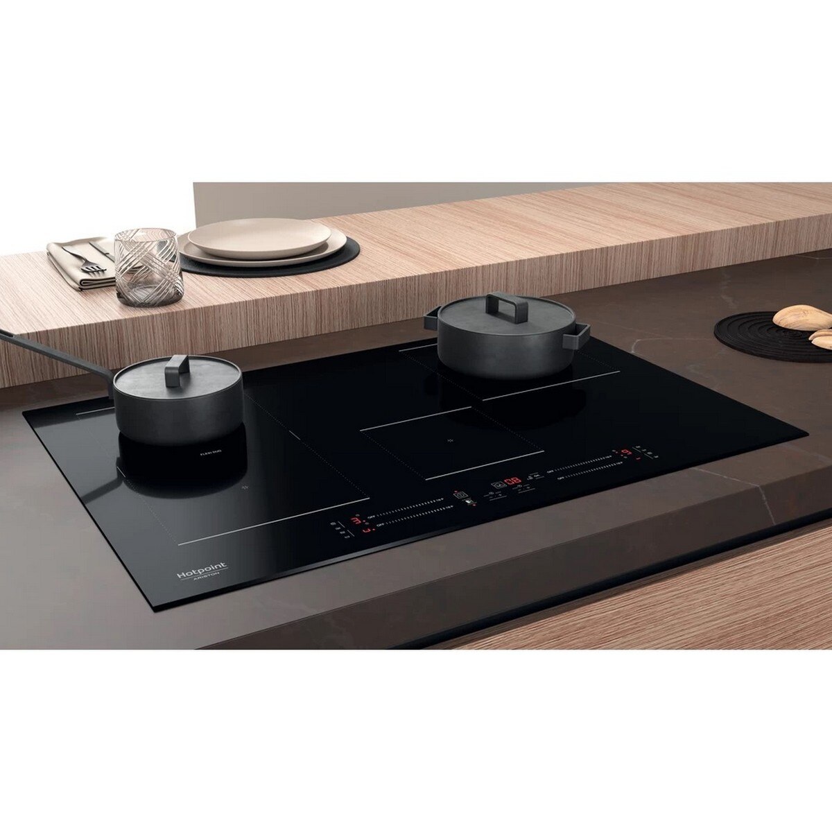 Placa de Indução HotPoint HS 3377C BF de 4 Zonas e de 77 cm - Ceramic Glass Preto Preto-7