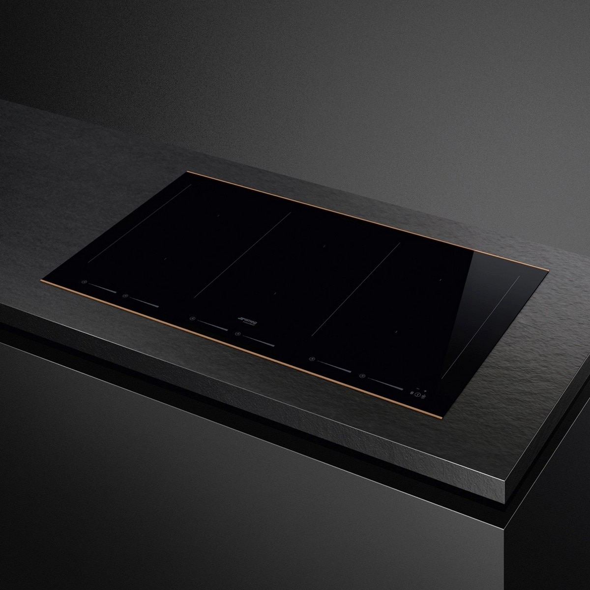 Placa de Indução Smeg Dolce Stil Novo SIM6964R Multizona de 6 Zonas e de 90 cm - Preto e Perfis Cobre Preto-2
