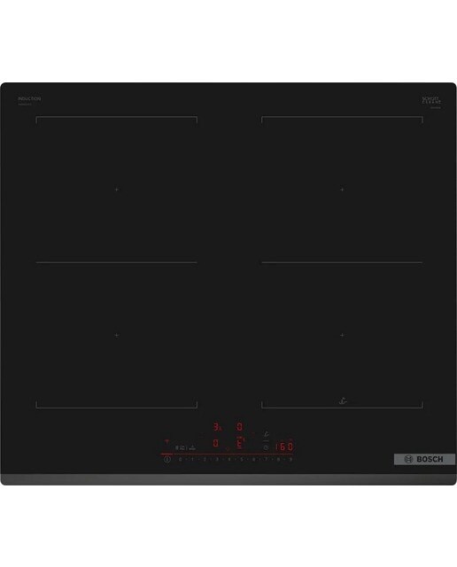 Imagem 0 de Placa de Indução Bosch Serie 6 PVQ631HC1E de 4 Zonas e de 60 cm - Preto