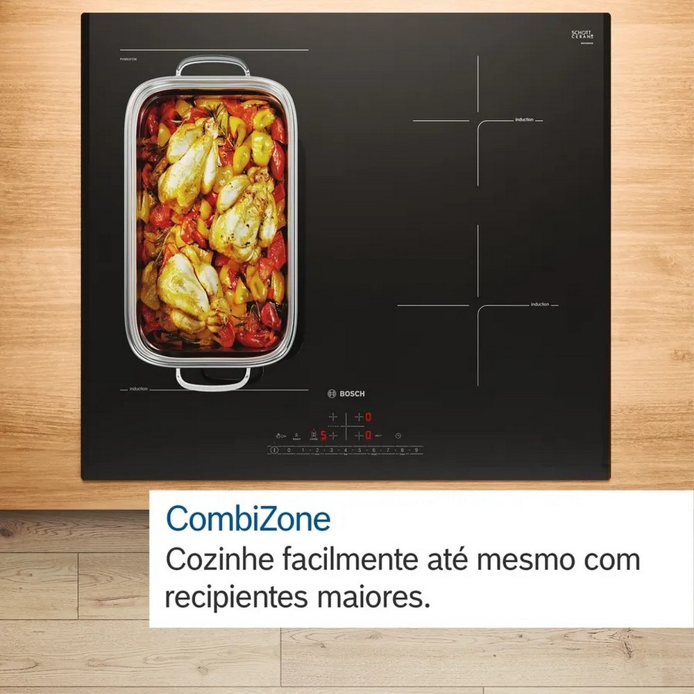 Placa de Indução Bosch Serie 6 PVQ631HC1E de 4 Zonas e de 60 cm - Preto Preto-5