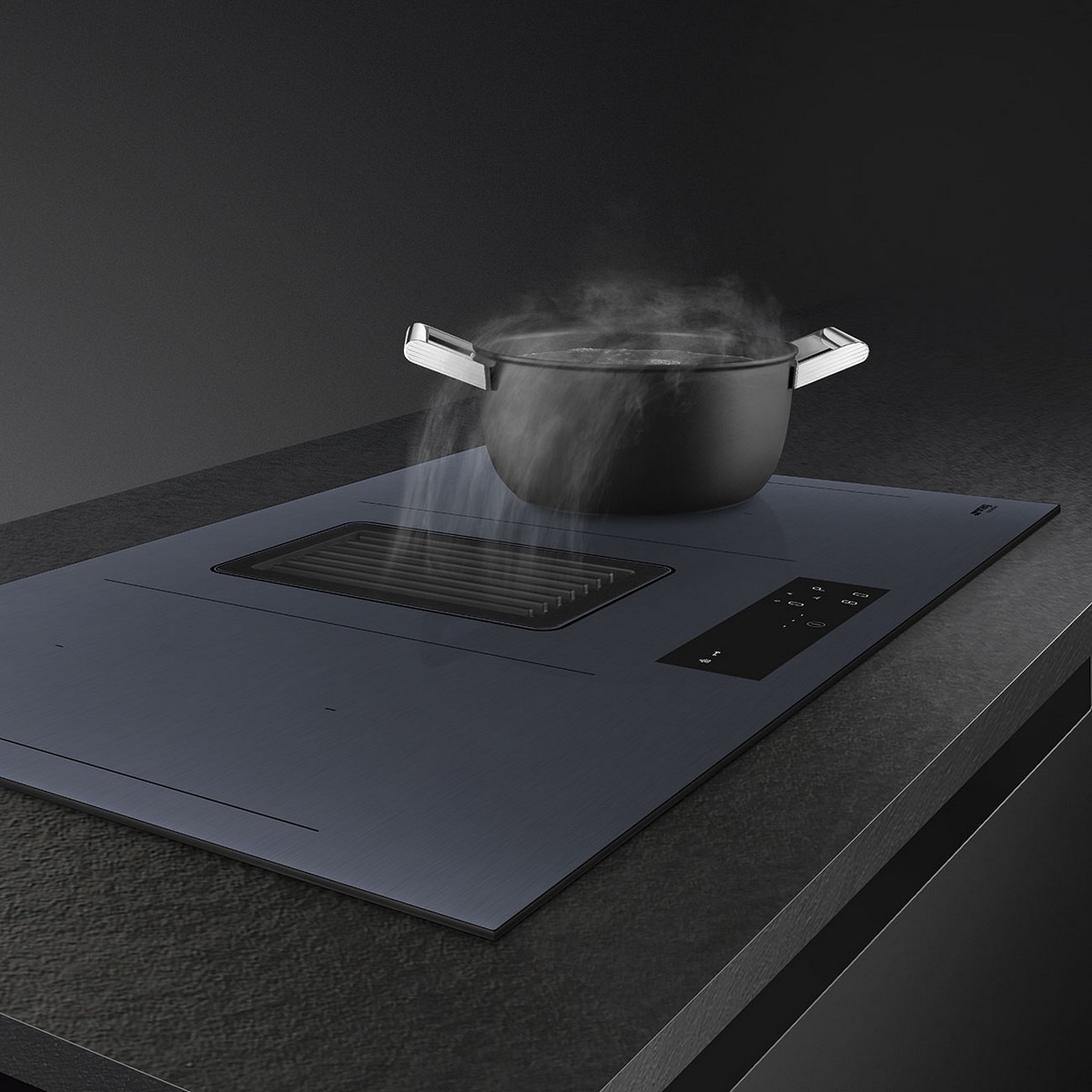 Placa de Indução com Exaustor Integrado Smeg Linea HOBD182DG de 4 Zonas e de 83 cm - Neptune Grey Cinzento-4