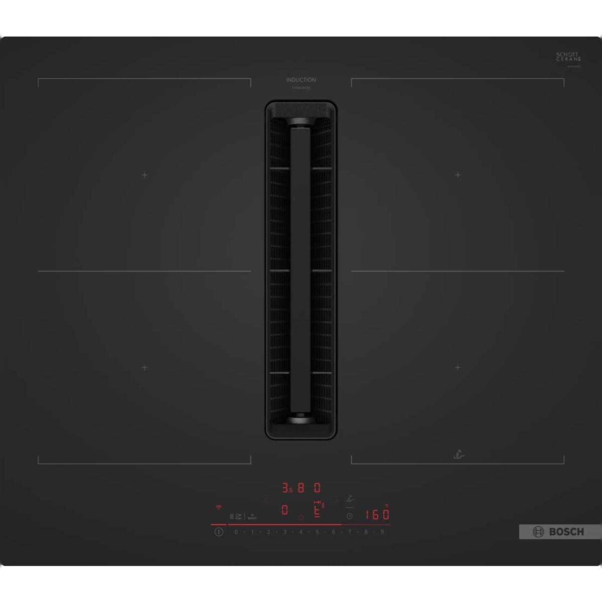 Imagem 0 de Placa de Indução com Exaustor Integrado Bosch Serie 6 PVQ61AH26E Control DirectSelect, com 4 Zonas e de 60 cm - Preto Mate