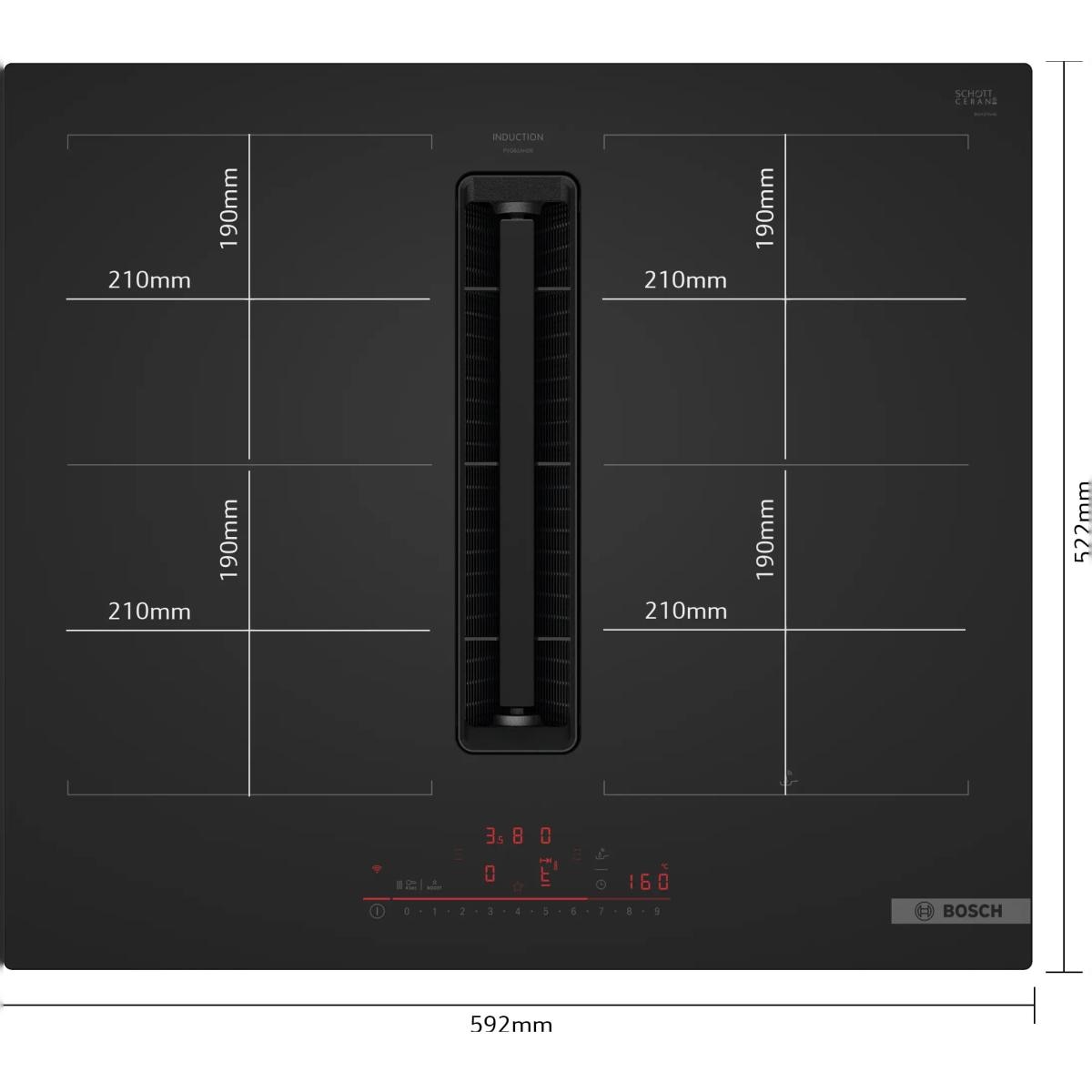 Placa de Indução com Exaustor Integrado Bosch Serie 6 PVQ61AH26E Control DirectSelect, com 4 Zonas e de 60 cm - Preto Mate Preto mate-7