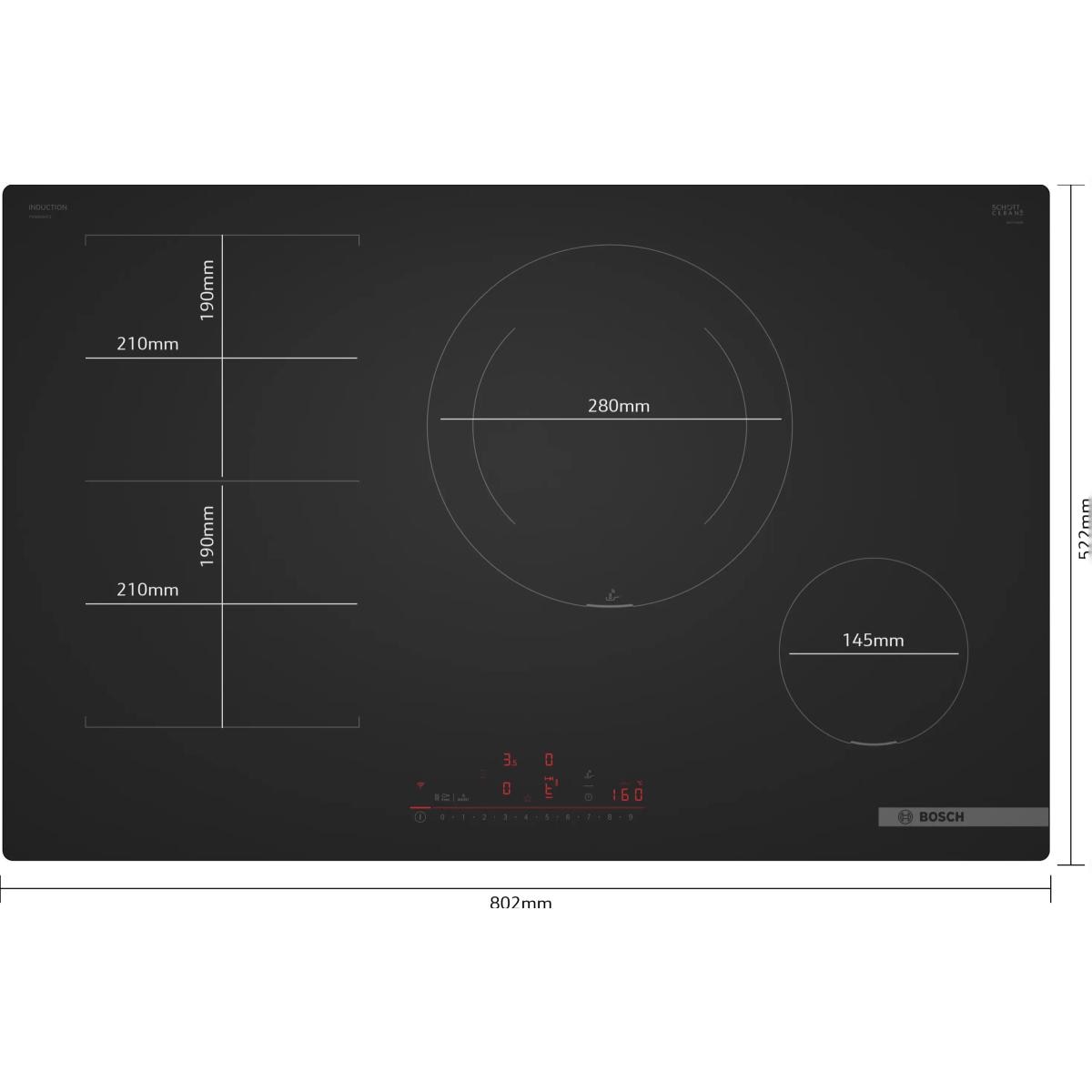 Placa de Indução Bosch Serie 6 PVS81AHC1E PerfectFry Plus com 4 Zonas e de 80 cm - Preto Mate Preto mate-7