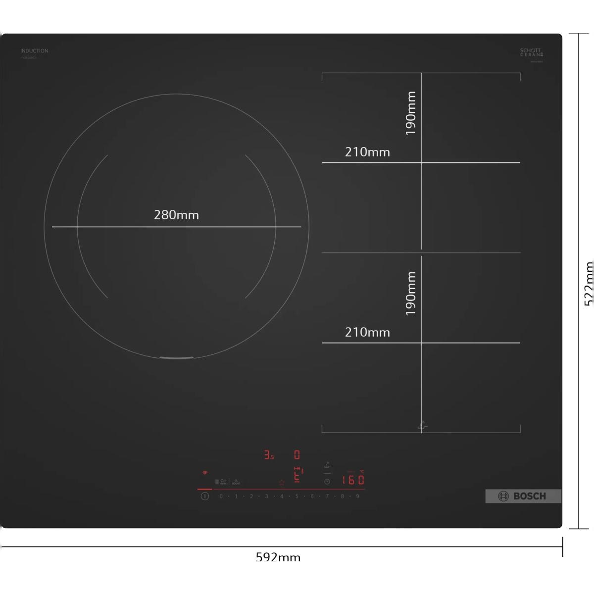 Placa de Indução Bosch Serie 6 PVJ61AHC1E PerfectFry Plus com 3 Zonas e de 60 cm - Preto Mate Preto mate-8