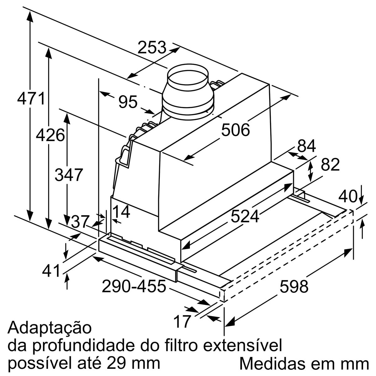 Exaustor Telescópico Encastrável Balay 3BT267MX com 4 Velocidades e de 60 cm - Metálico Prateado Aço-9