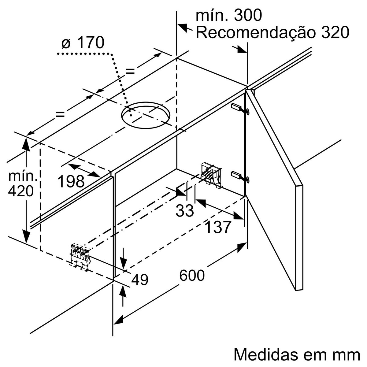 Exaustor Telescópico Encastrável Balay 3BT267MX com 4 Velocidades e de 60 cm - Metálico Prateado Aço-10