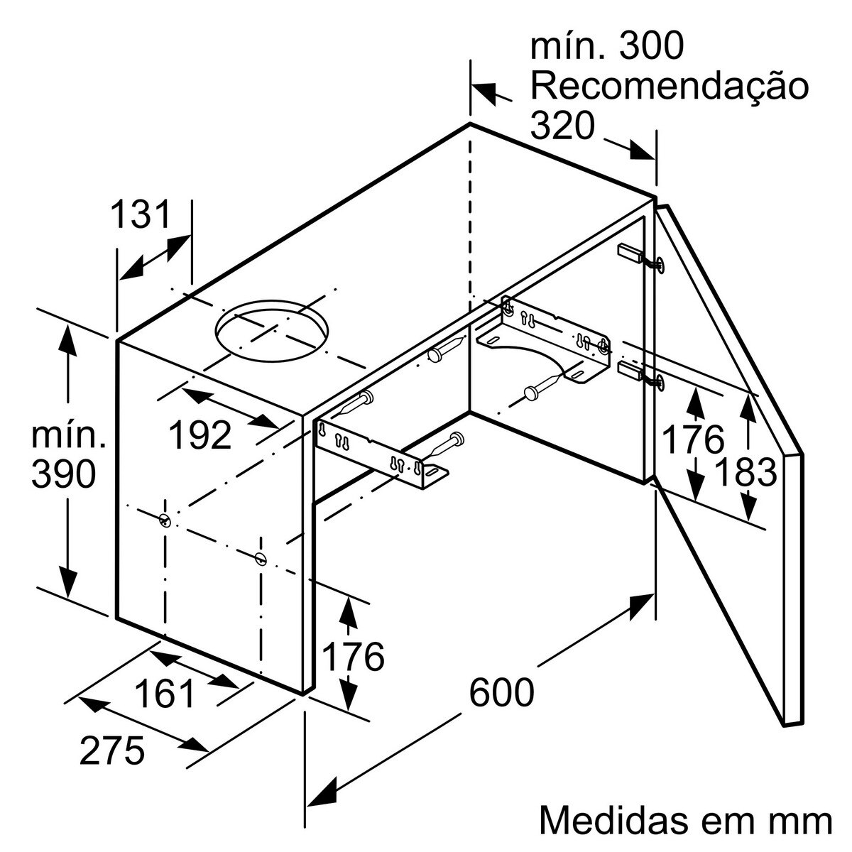 Exaustor Telescópico Encastrável Bosch Série 2 DFM064W54 com 3 Velocidaes e de 60 cm - Prateado Metálico Prateado-6