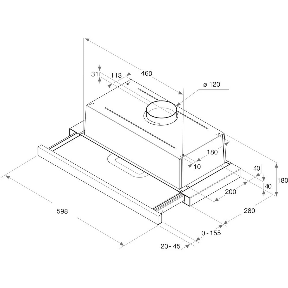Exaustor Telescópico Encastrável Hotpoint HAH 65 F LB X/1 de 3 Velocidades e 60 cm - Inox Inox-5