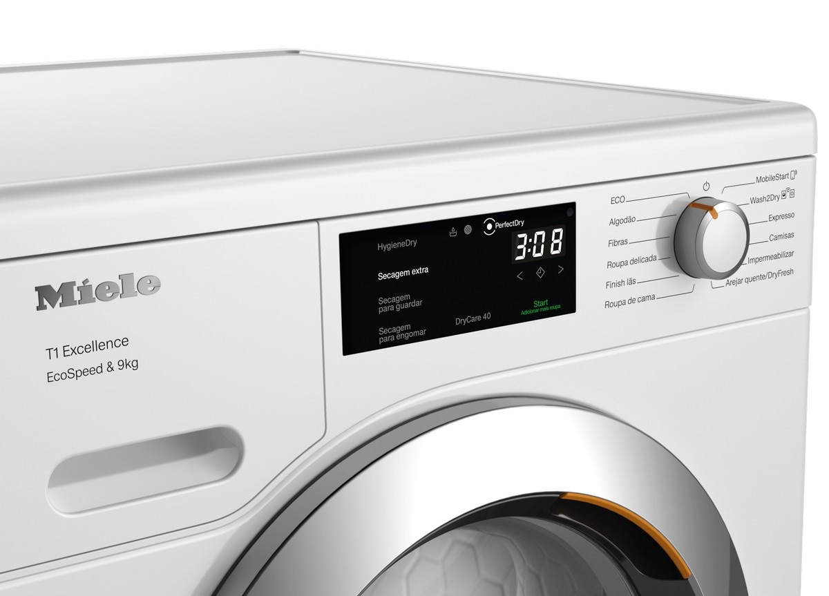 Máquina de Secar Roupa Miele TEH785WP EcoSpeed&9kg com Bomba de Calor T1, DirectSensor, SilenceDrum, DryCare 40, HygieneDry de 9 Kg - Branco 3