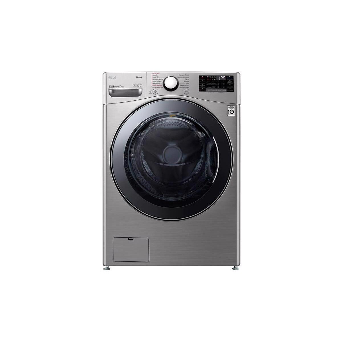 Imagem 0 de Recondicionado - Grade A - Máquina de Lavar Roupa LG F1P1CY2T Inverter Direct Drive?, Steam?, TurboWash? Carga Frontal de 17 kg e 1100 rpm - Inox
