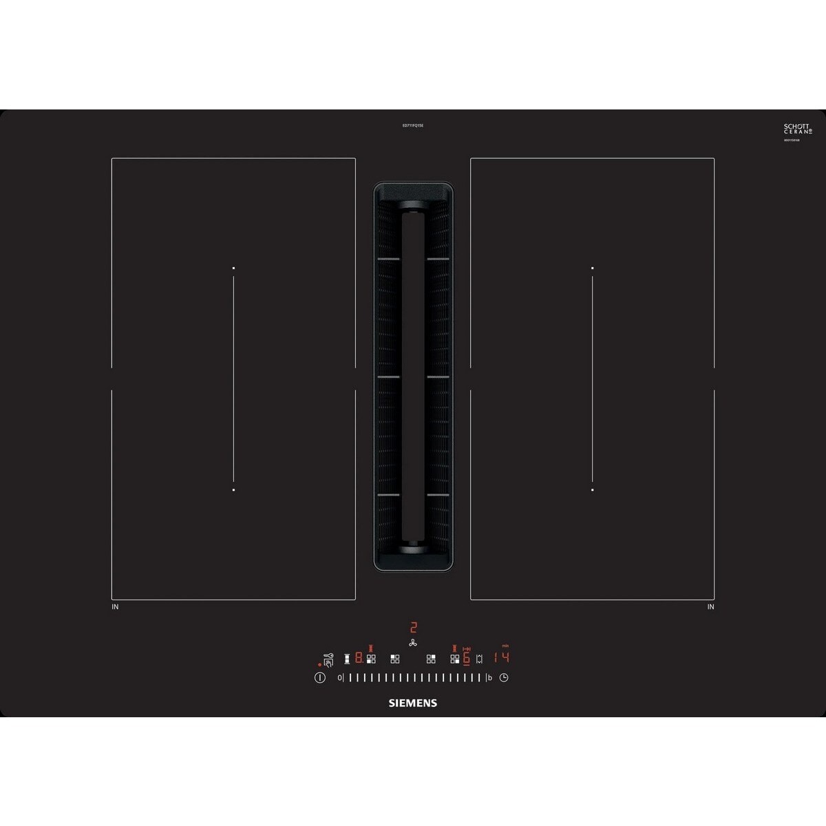 Imagem 0 de Recondicionado - Grade B - Placa de Indução com Exaustor Integrado Siemens iQ500 ED711FQ15E com 4 Zonas e de 70 cm - Preto
