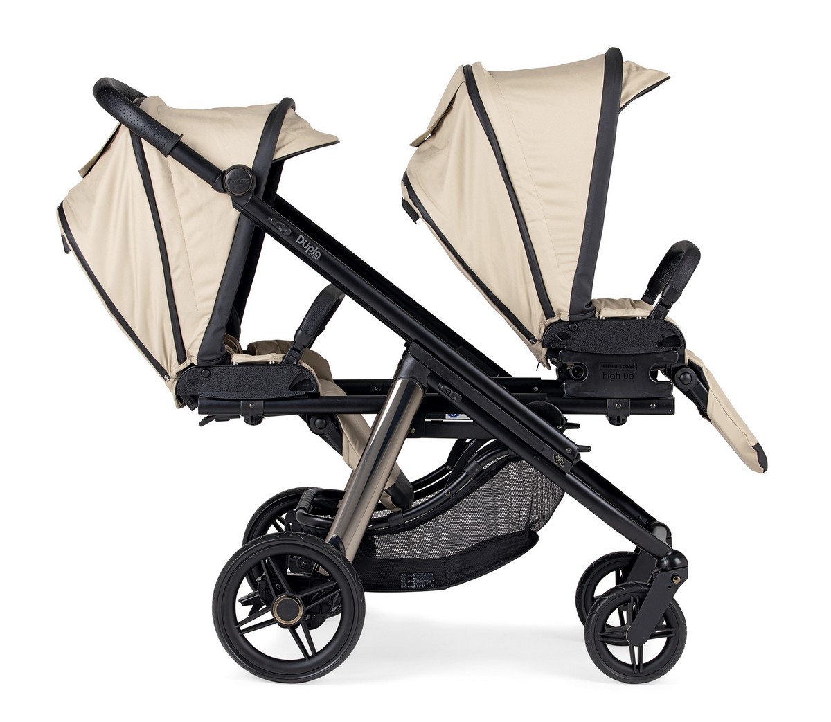 Carrinho de Gémeos Dupla Compact KO335 Chassi Misto Bébécar Bege-2