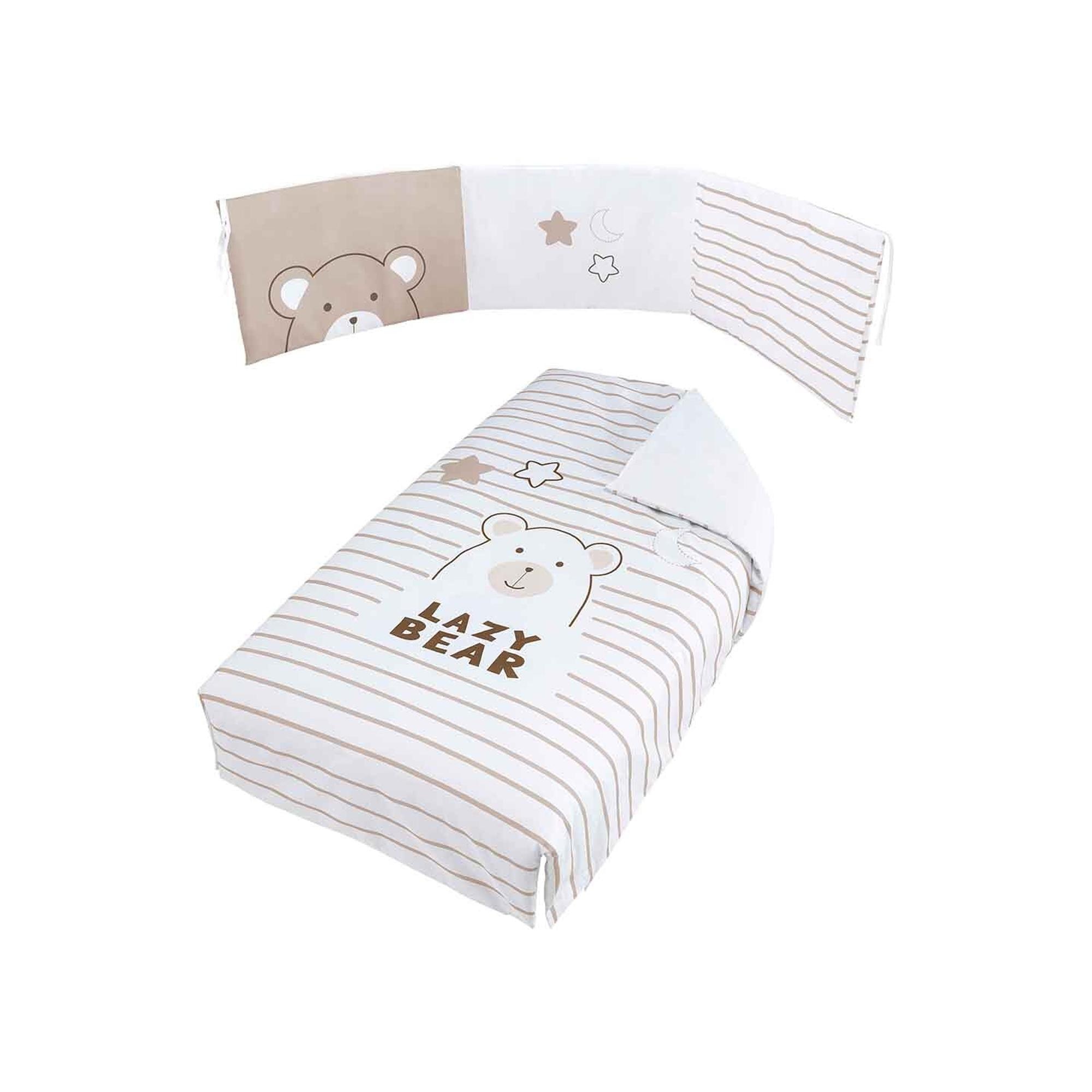 Imagem 0 de Recondicionado - Grade A - Conjunto têxtil de 2 peças Micuna para Berço (60 x 120 cm) Bubu: Edredão + Protector de Berço branco/bege
