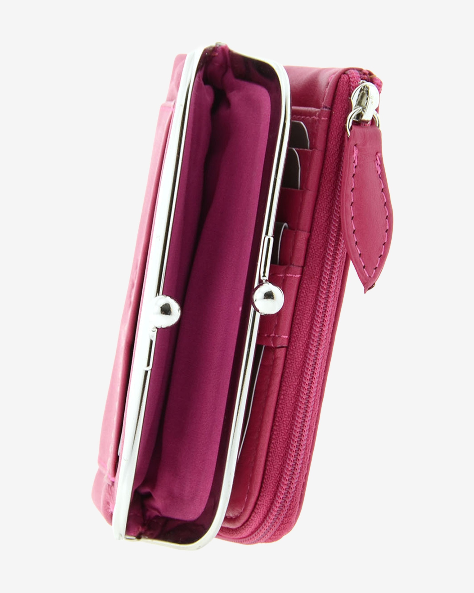 Carteira de Senhora em Pele Modelo 8069-1 com Boquilha Magenta-8