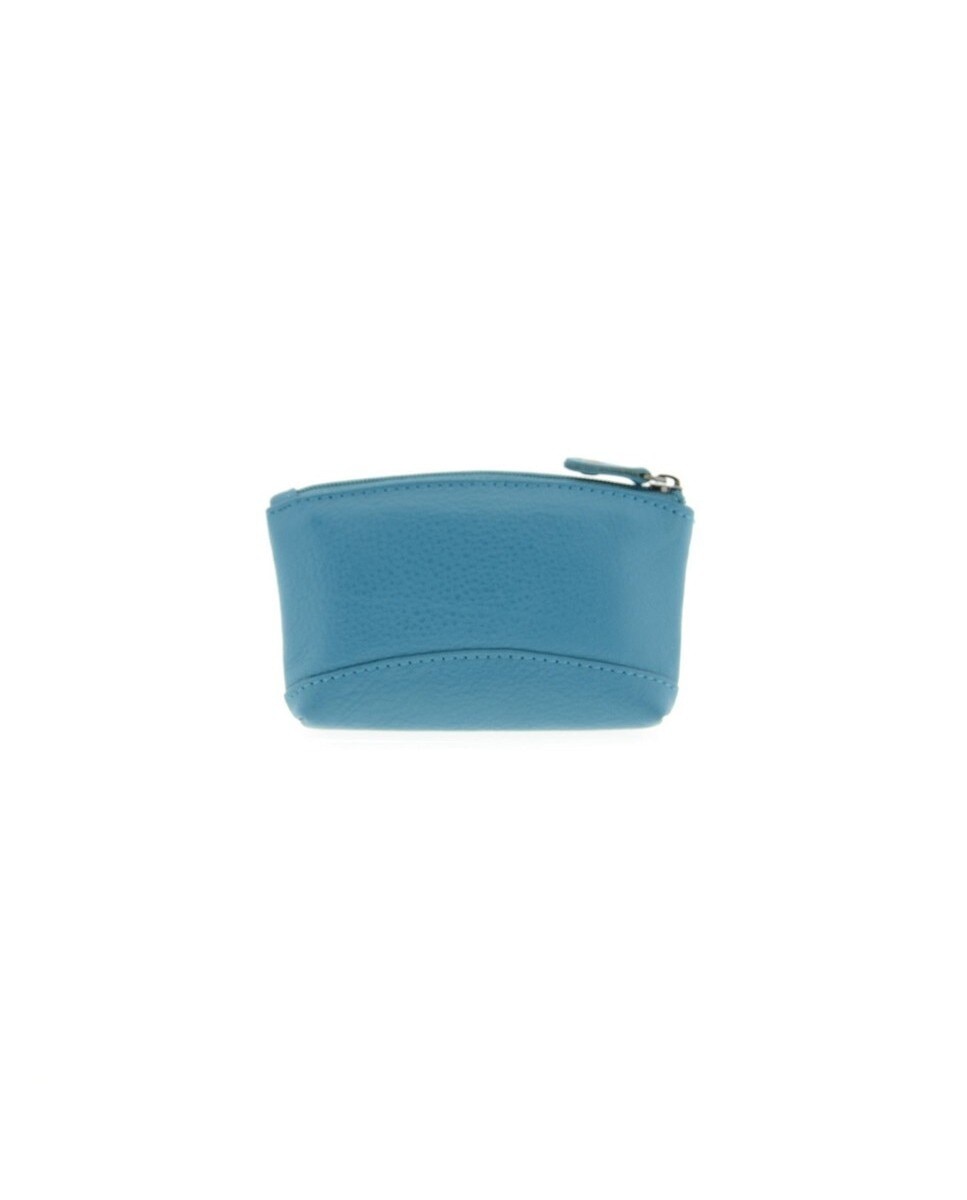 Porta-Moedas Pequeno em Couro Macio Azul Céu-3