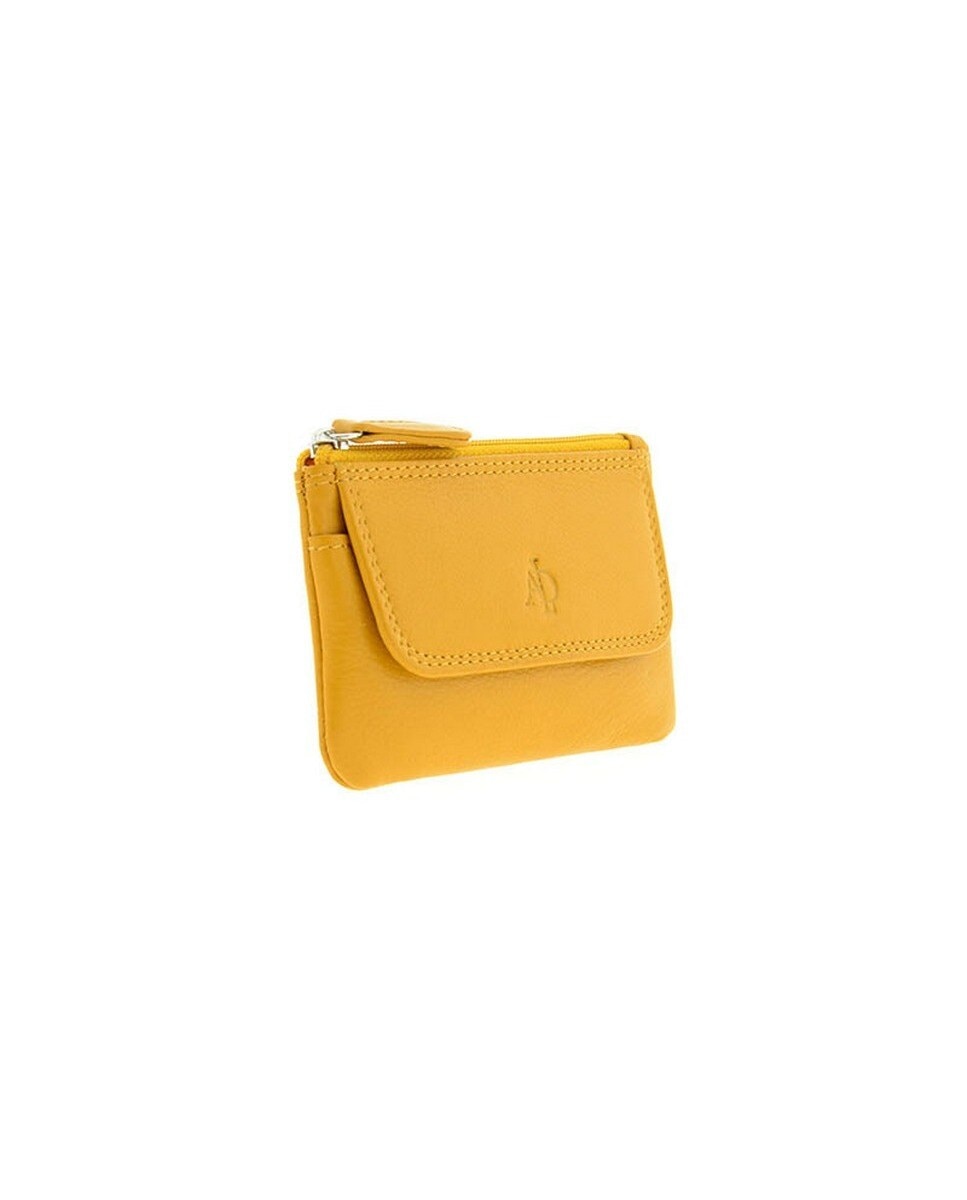 Porta-Moedas Pequeno em Couro Amarelo-2