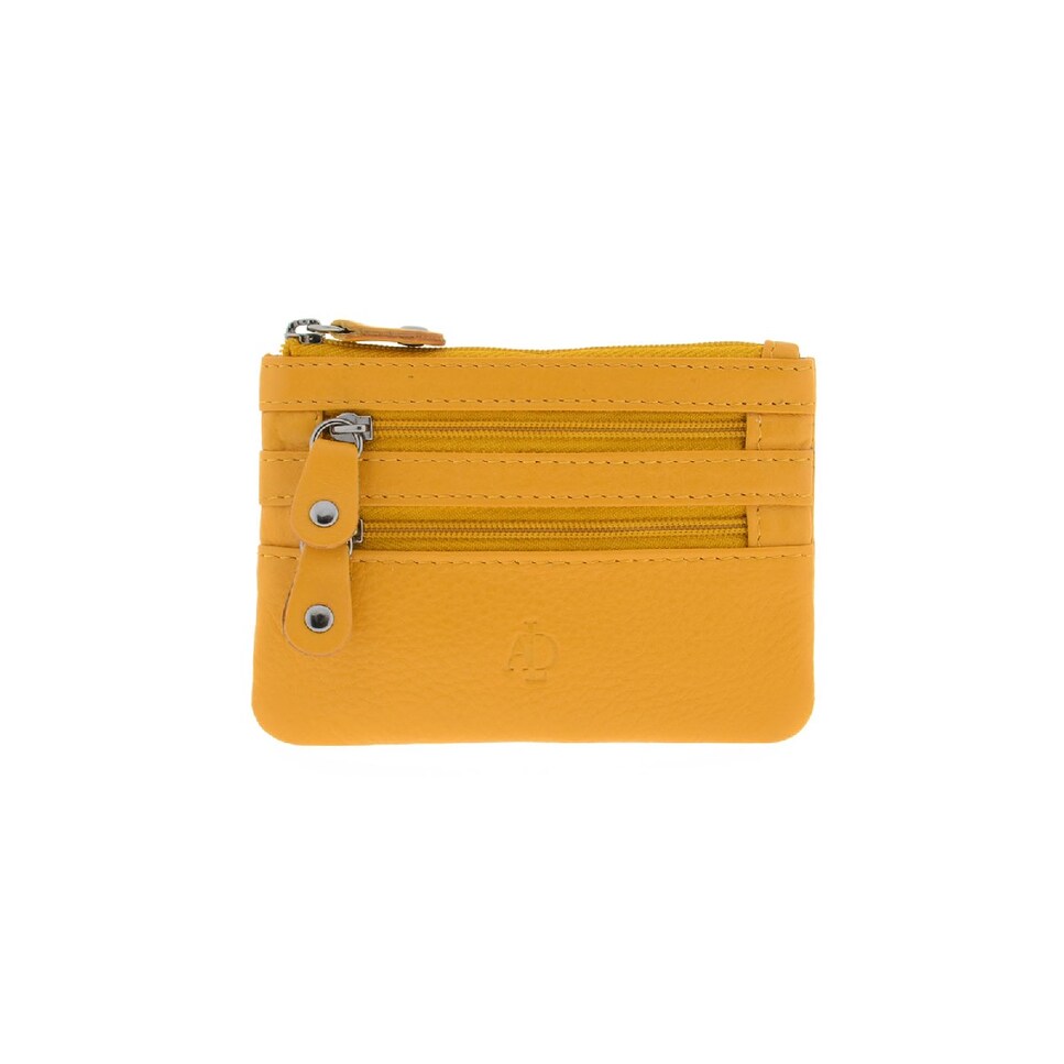 Porta-Moedas Pequeno em Couro Mostarda-1