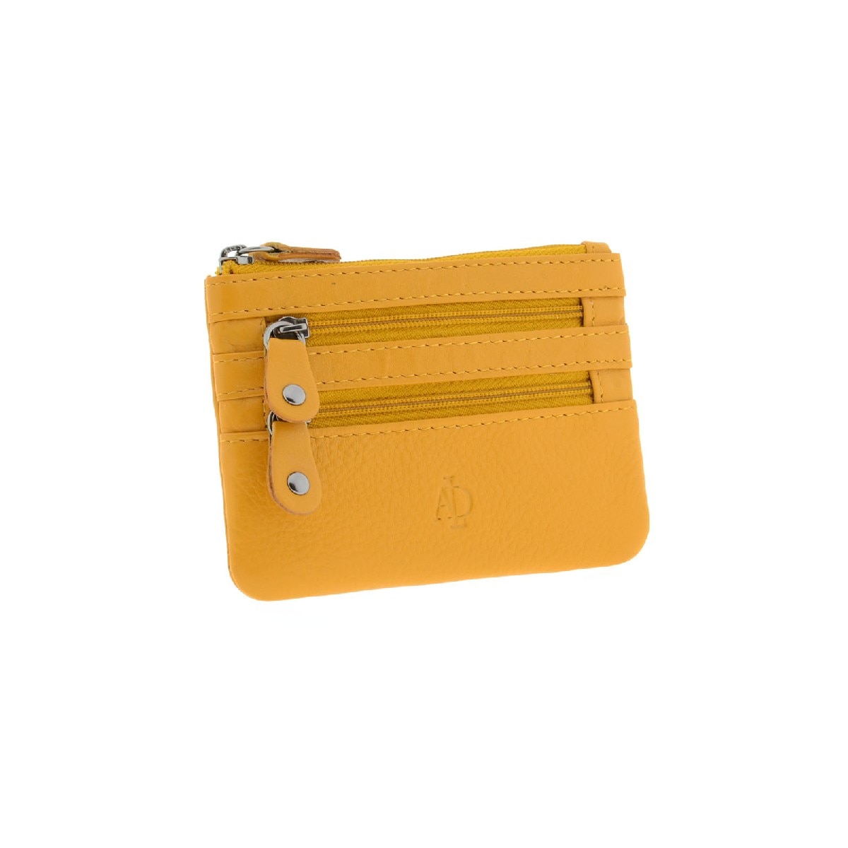 Porta-Moedas Pequeno em Couro Mostarda-2