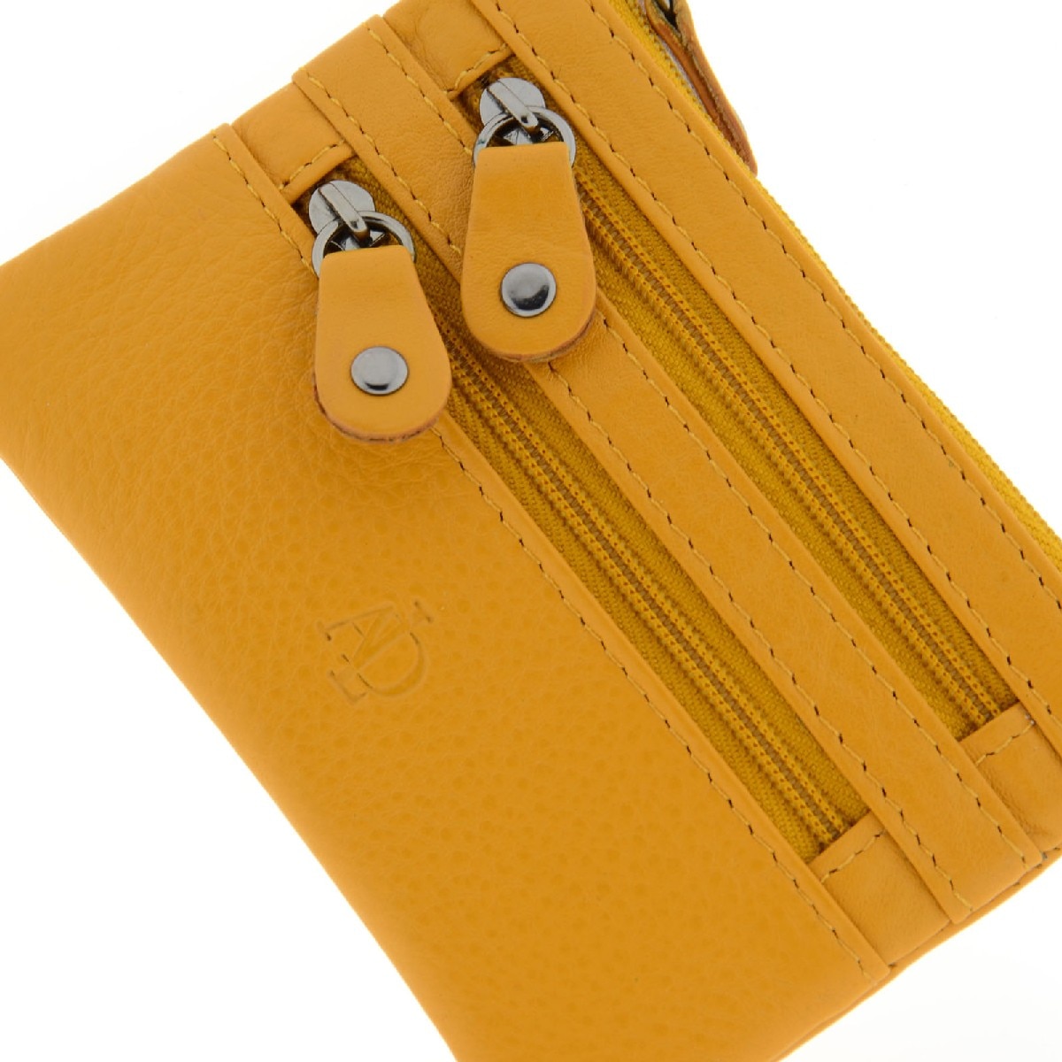 Porta-Moedas Pequeno em Couro Mostarda-4