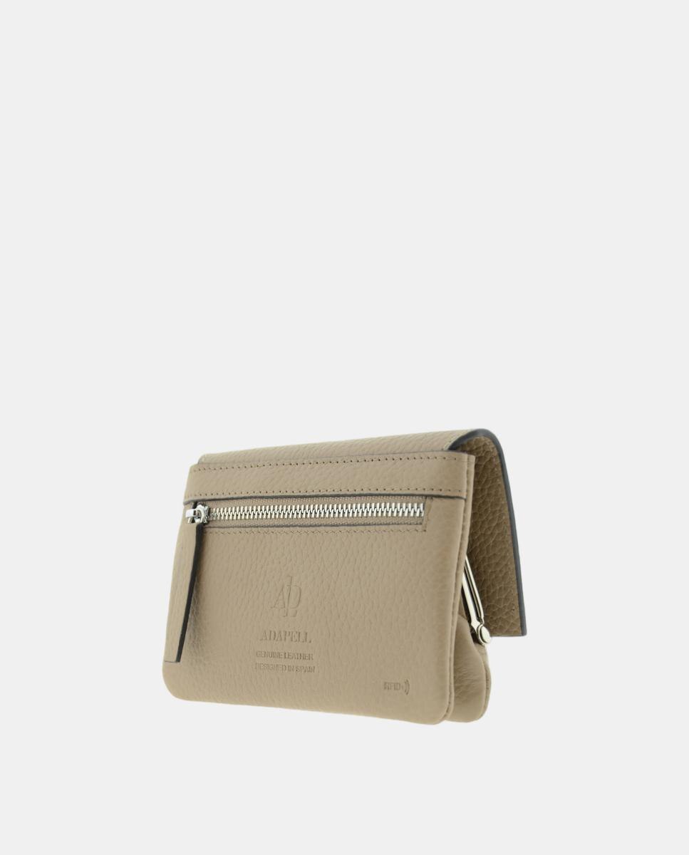 Porta Moedas Boquilha RFID 4257 em Pele Taupe-4