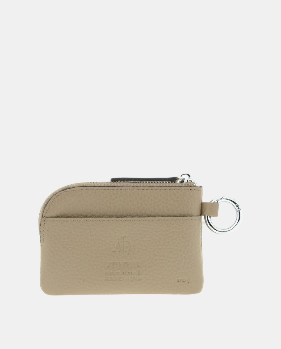 Porta Moedas RFID 4258 em Pele com Fecho Taupe-2