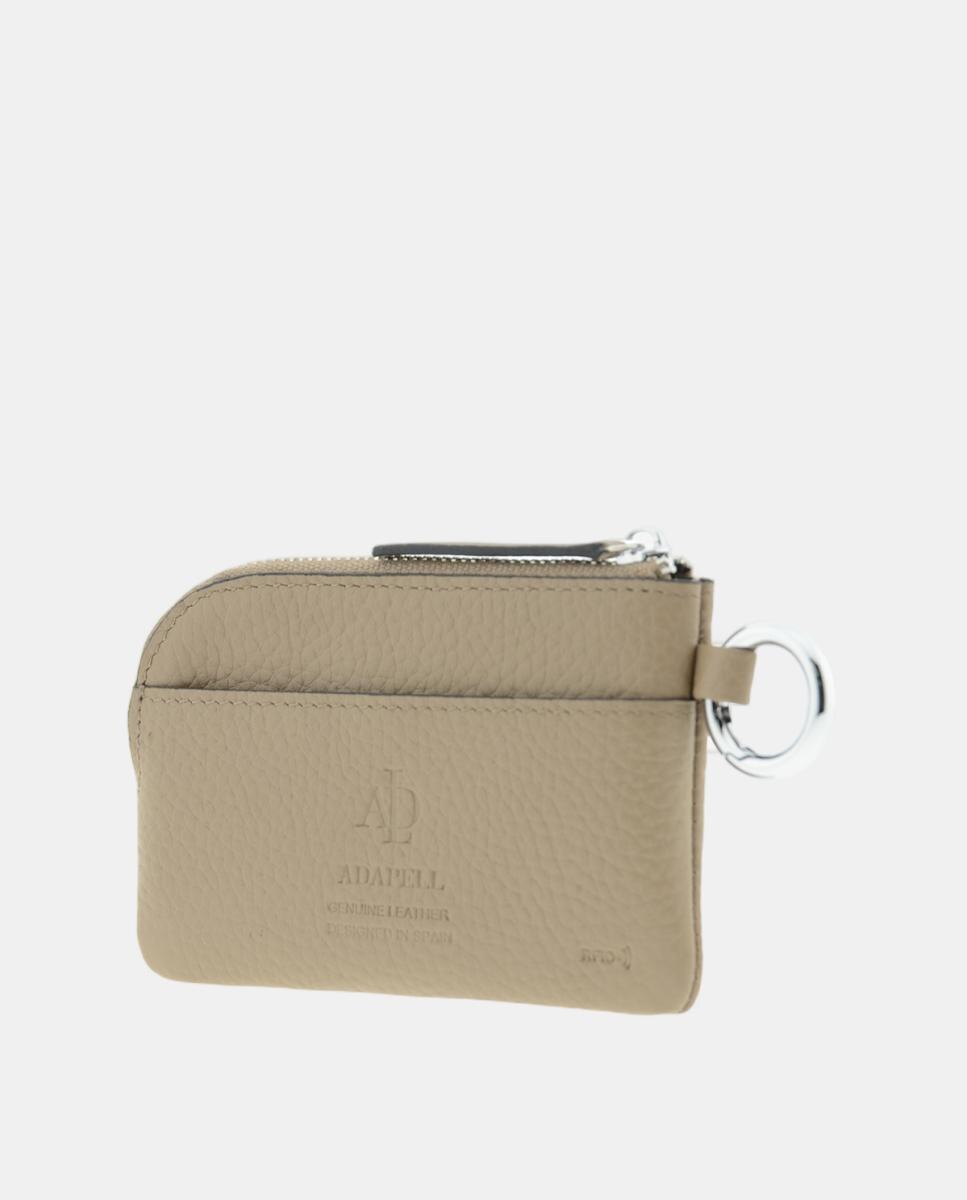 Porta Moedas RFID 4258 em Pele com Fecho Taupe-4