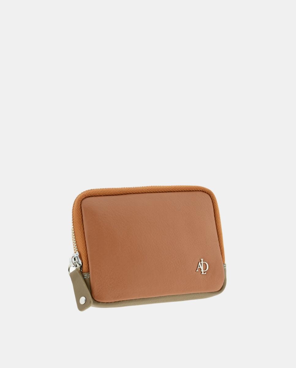 Porta Moedas Compacto em Pele Castanho-2