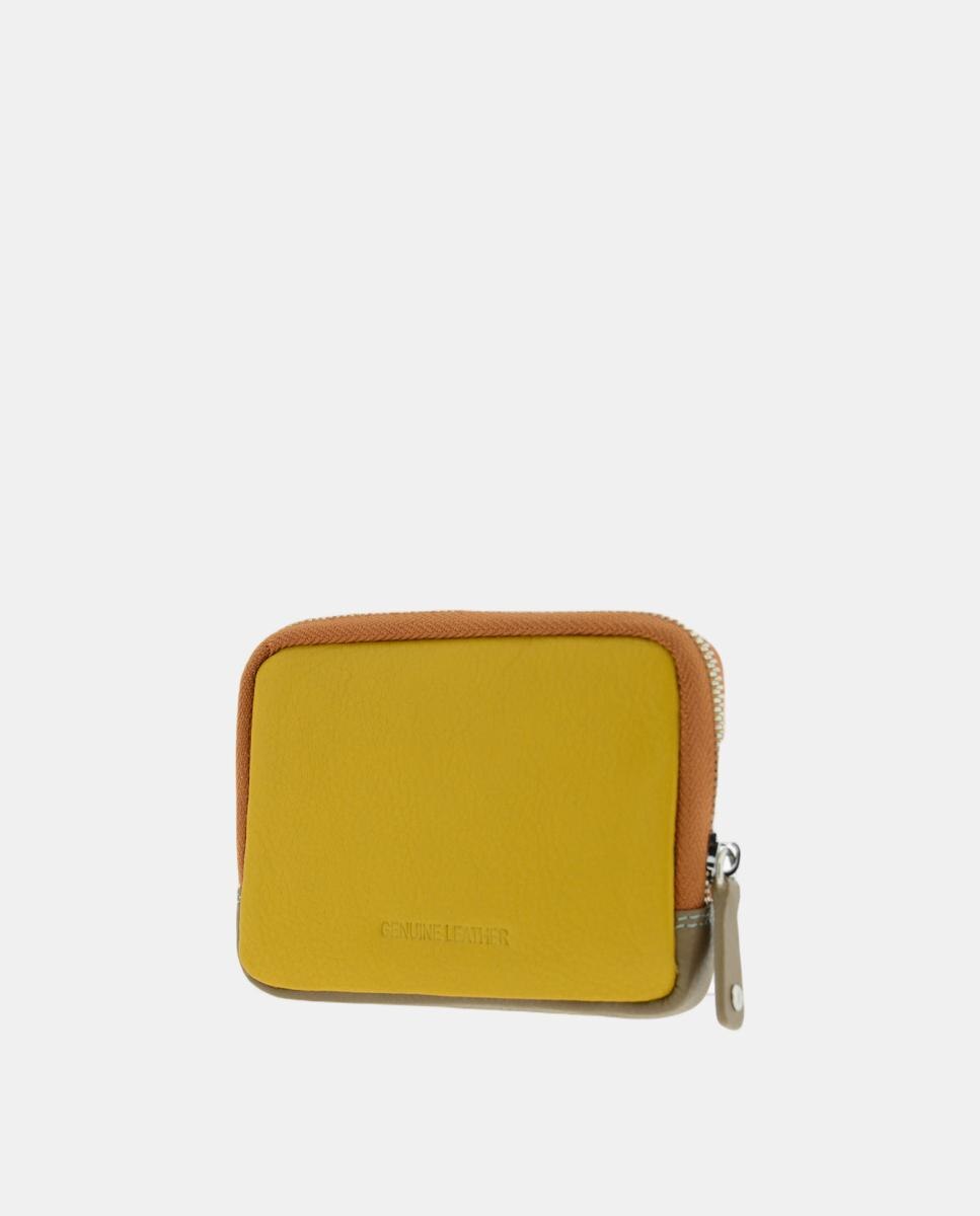 Porta Moedas Compacto em Pele Castanho-3