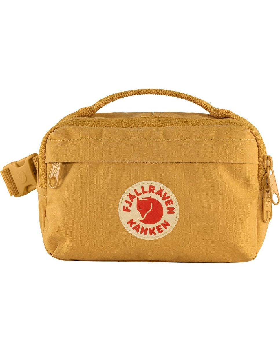 Bolsa de cintura pequena unissexo Kanken taupe com bolsos exteriores Mostarda-1