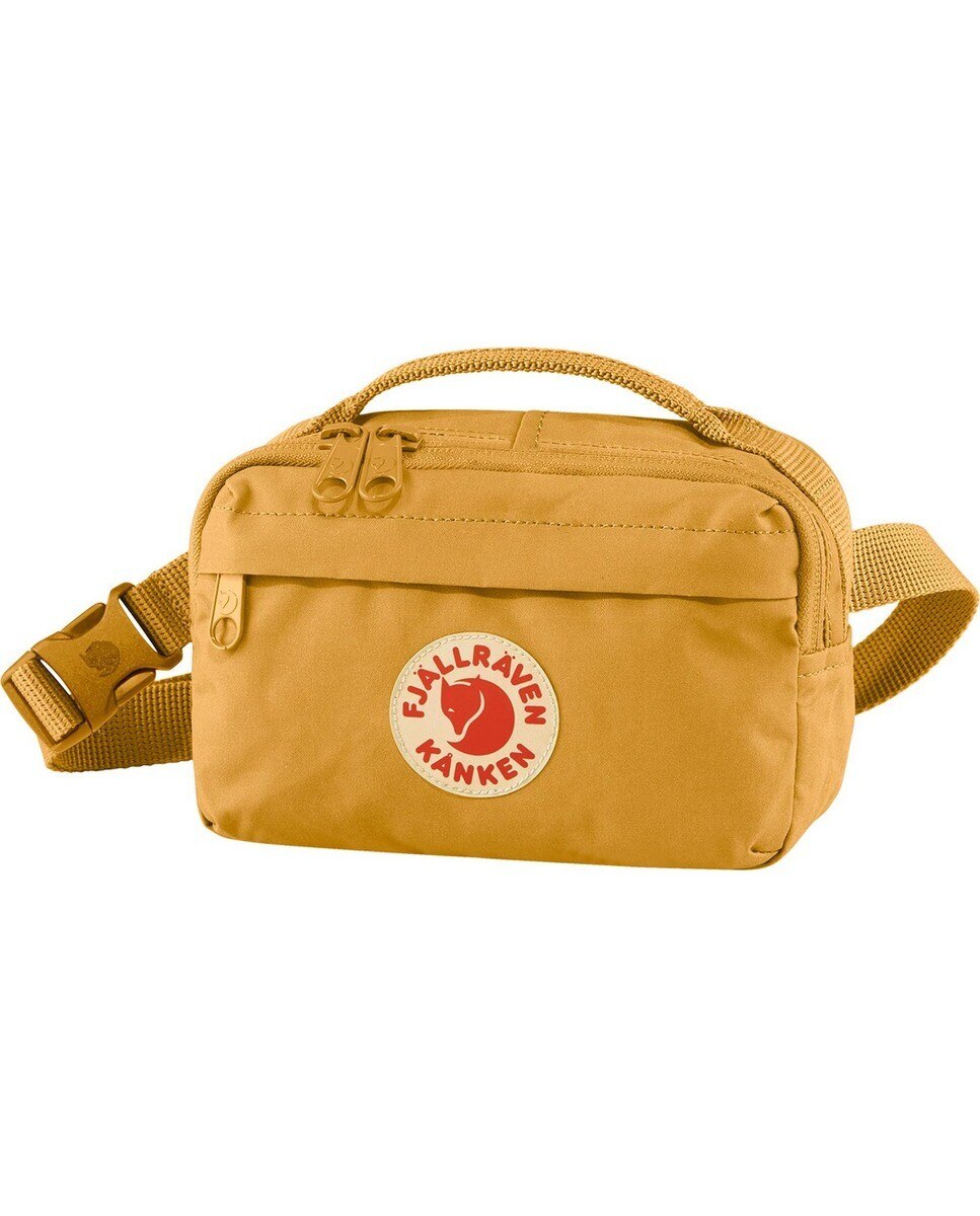 Bolsa de cintura pequena unissexo Kanken taupe com bolsos exteriores Mostarda-3