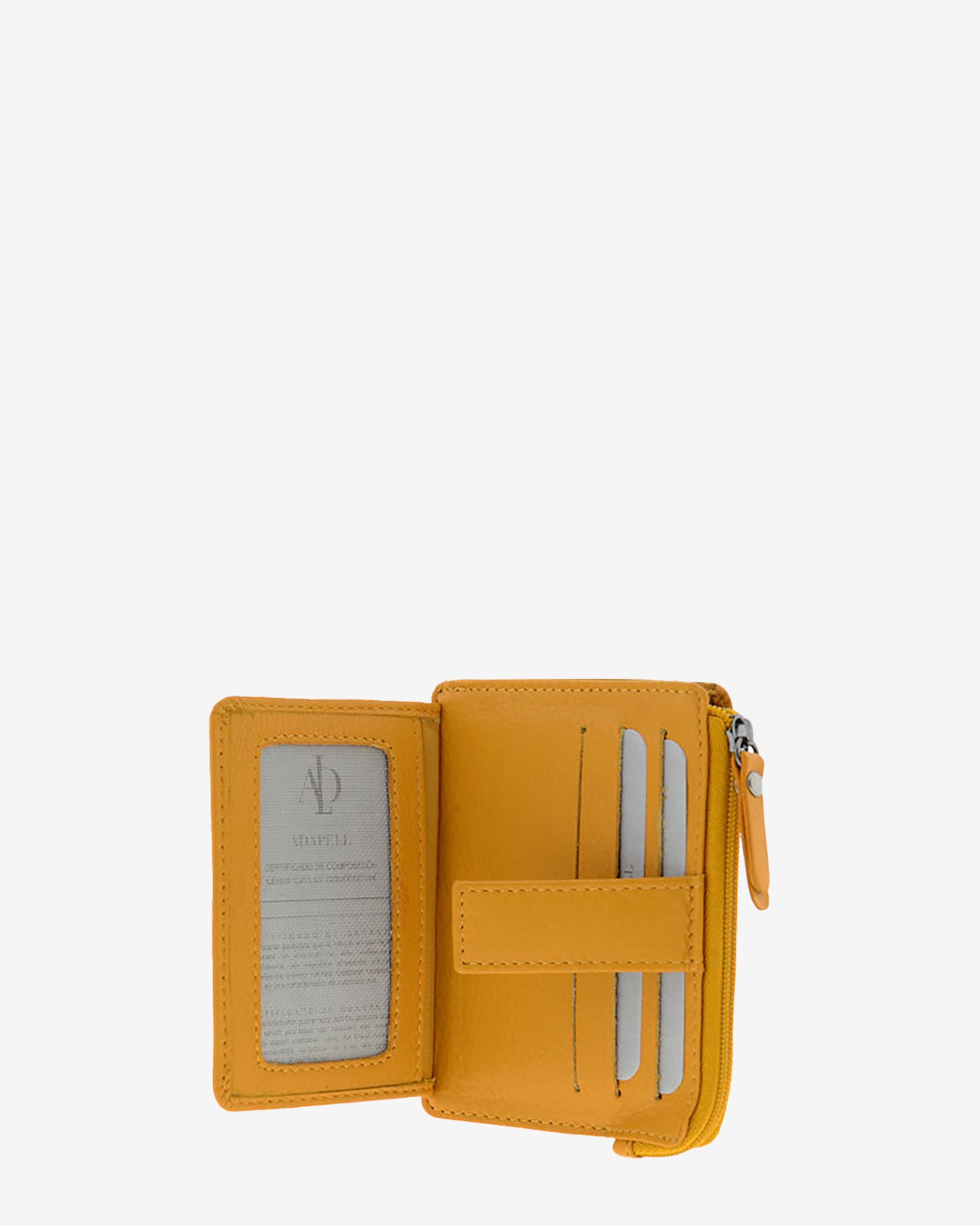 Porta Cartões Couro com Compartimento Moedas Amarelo-3