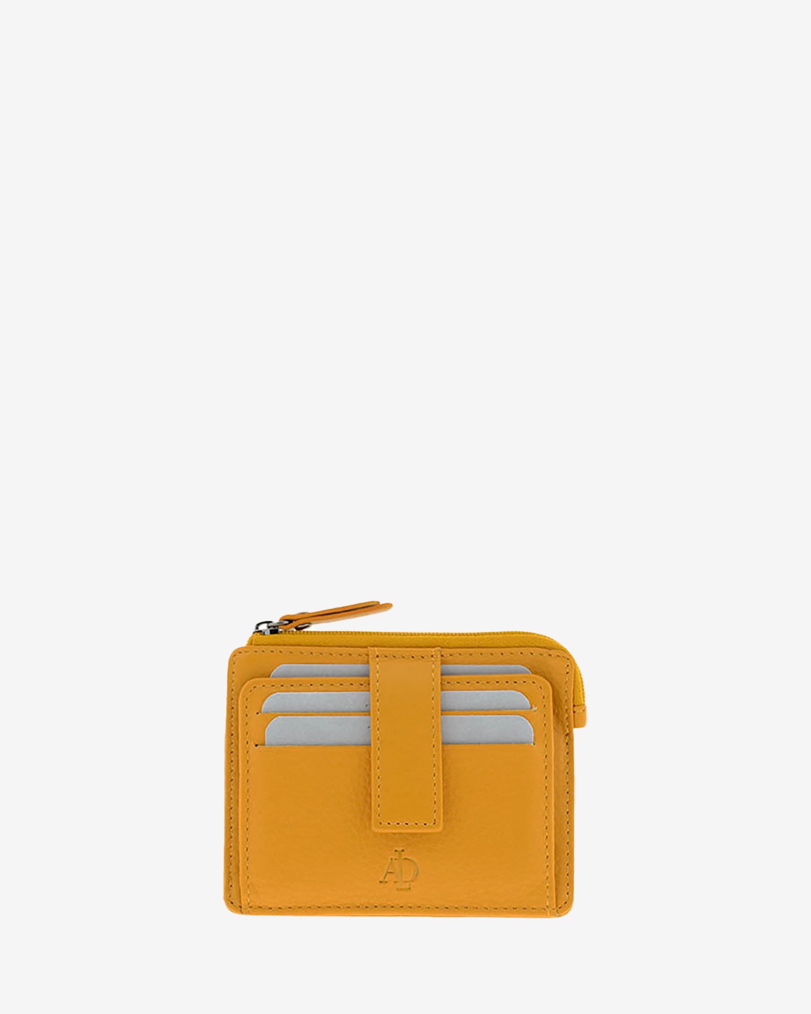 Porta Cartões Couro com Compartimento Moedas Amarelo-4