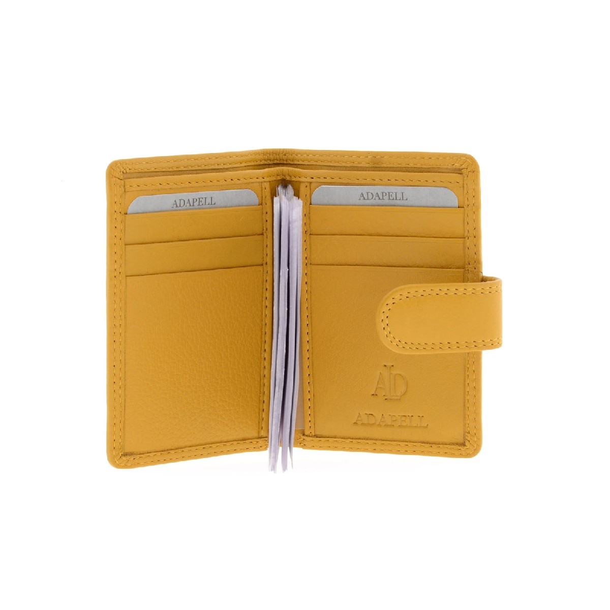 Porta-Cartões Pequeno em Couro Amarelo-4
