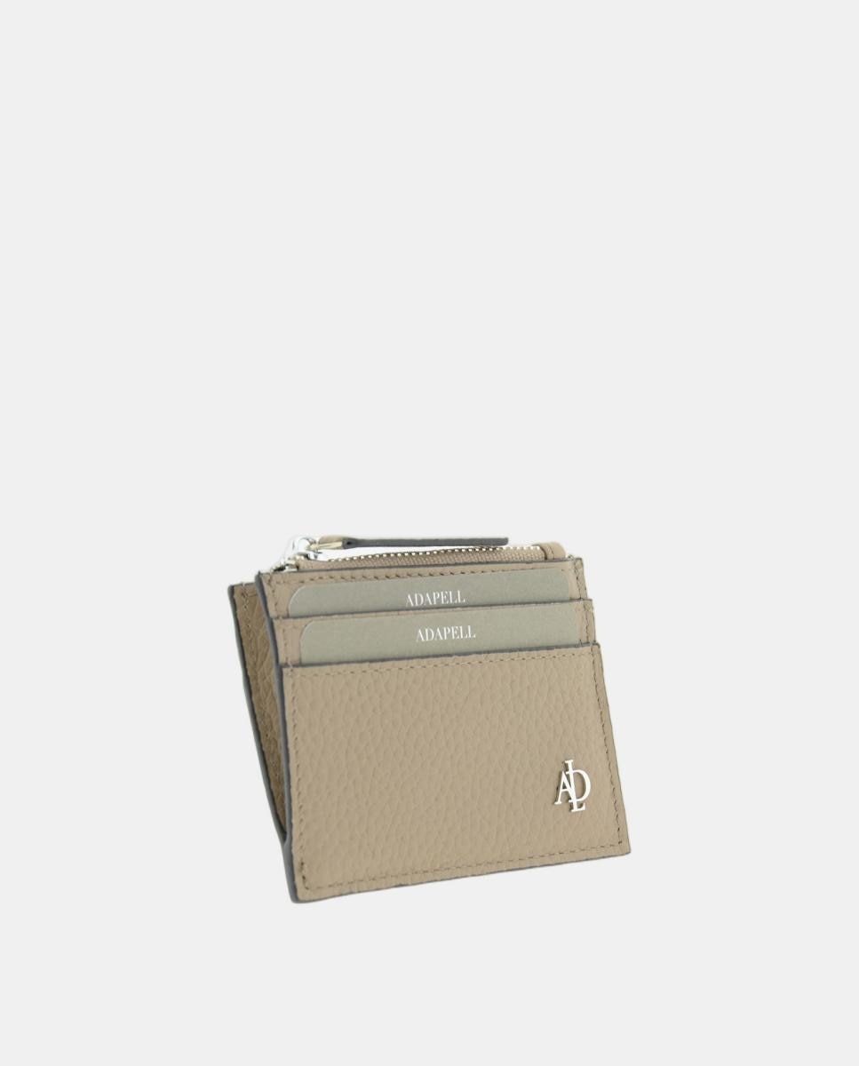 Porta Cartões RFID 4259 em Pele com Fecho Taupe-3