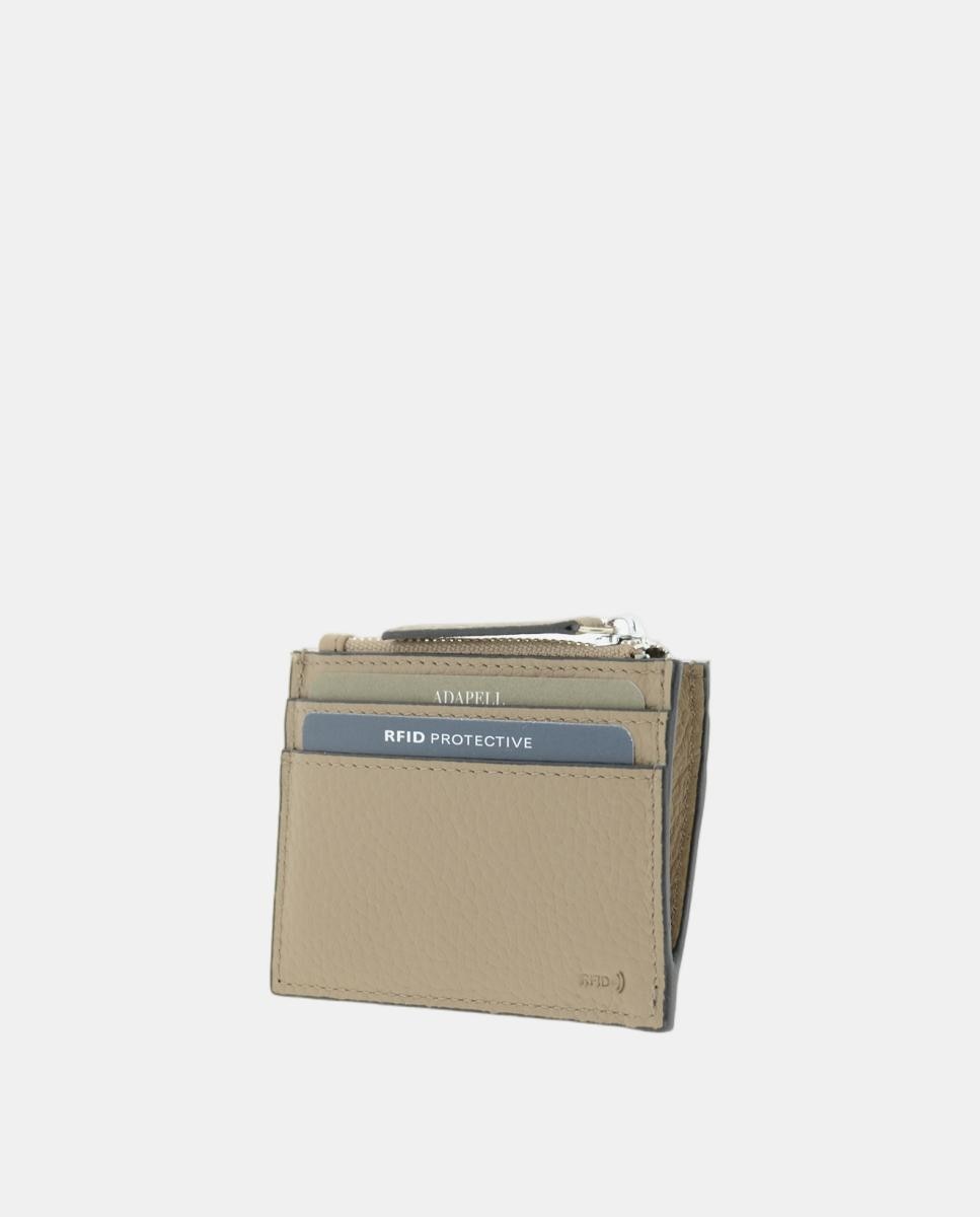 Porta Cartões RFID 4259 em Pele com Fecho Taupe-4