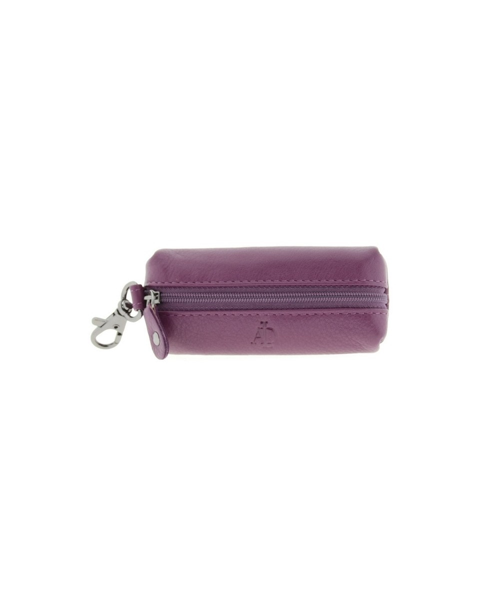 Chaveiro com Porta-Moedas em Couro Roxo-1