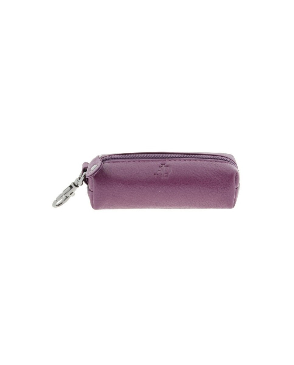Chaveiro com Porta-Moedas em Couro Roxo-4