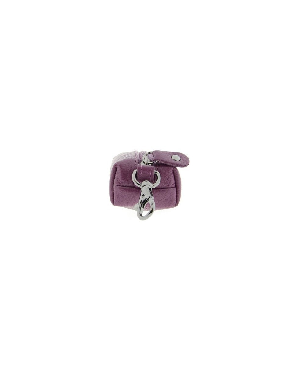 Chaveiro com Porta-Moedas em Couro Roxo-5
